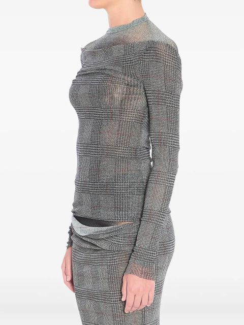 Jean Paul Gaultier checked mesh top - Grey