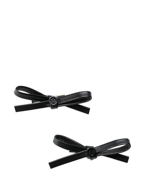 Maison Michel Emma bow-embellishment leather hair clip (set of two) - Black - zdjęcie produktu nr 1