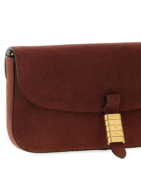 PINKO medium Saddle Flat suede shoulder bag - Red