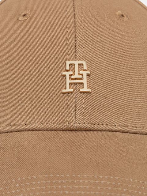 Tommy Hilfiger czapka z daszkiem bawełniana kolor beżowy z aplikacją AW0AW17631