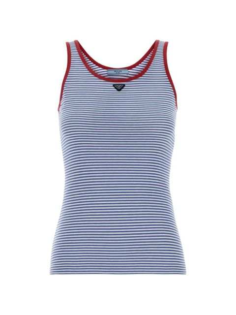 Prada striped embroidered tank top - Blue - zdjęcie produktu nr 1