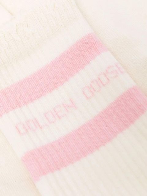 Golden Goose distressed-effect striped cotton socks - White - zdjęcie produktu nr 2