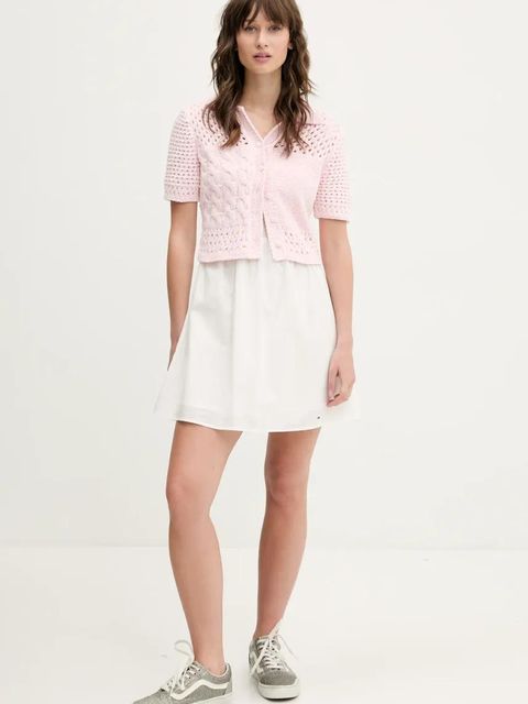 Tommy Jeans sukienka bawełniana kolor biały mini rozkloszowana DW0DW21334