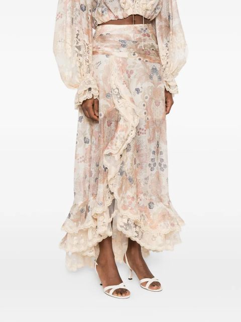 ZIMMERMANN Rebellion ruffled midi skirt - Neutrals