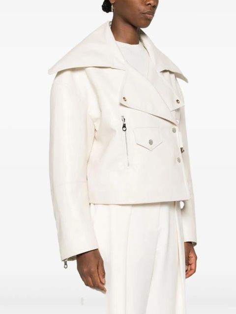 Nanushka Ado cropped biker jacket - White