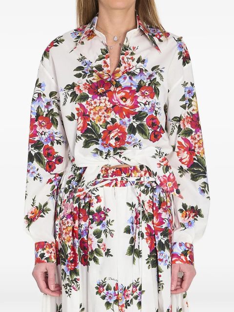 Dolce & Gabbana floral-print knotted shirt - White - zdjęcie produktu nr 1