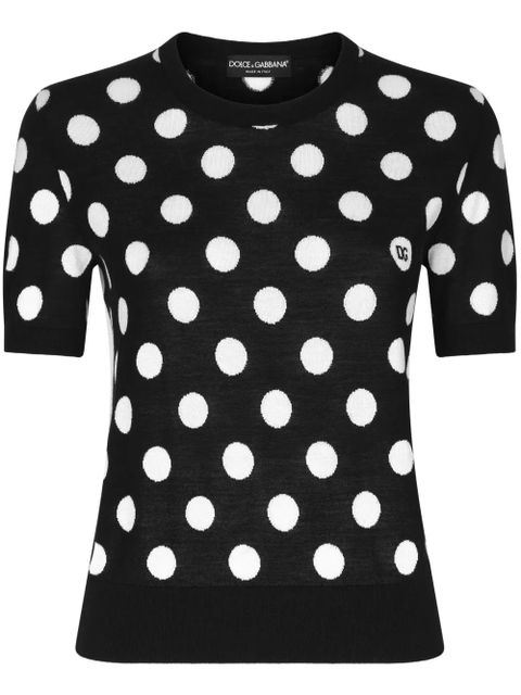 Dolce & Gabbana polka dot-pattern intarsia-knit top - Black - zdjęcie produktu nr 1