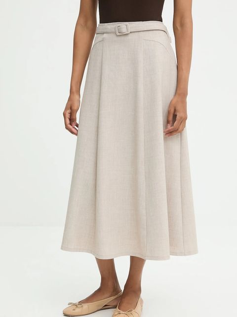 Answear.LAB spódnica kolor beżowy midi rozkloszowana - zdjęcie produktu nr 1