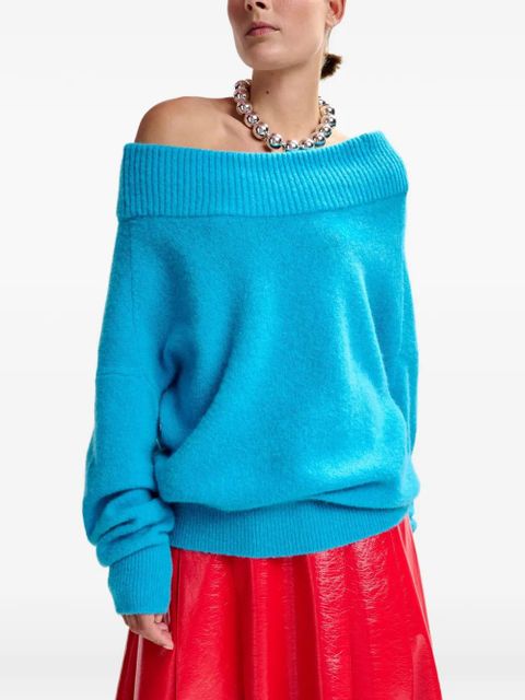 Essentiel Antwerp off-shoulder ribbed sweater - Blue