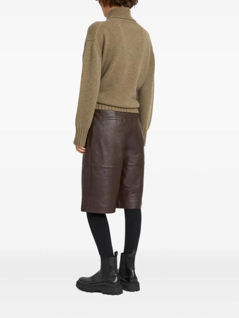 Yves Salomon lamb-leather bermuda shorts - Brown