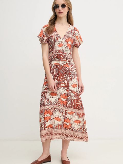 Hoss Intropia sukienka kolor brązowy maxi rozkloszowana 8229084