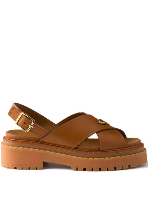 Prada buckle-fastening platform sandals - Brown - zdjęcie produktu nr 1