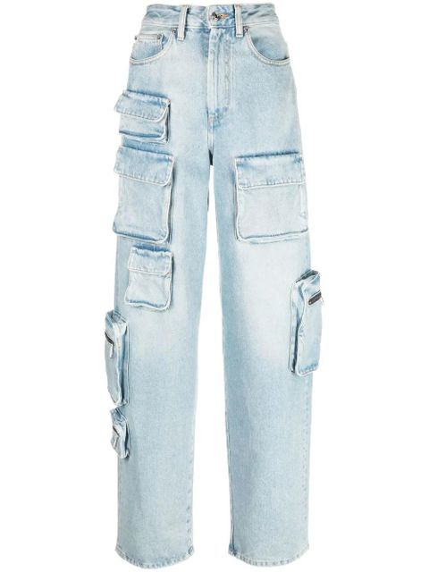 Off-White bleach multipocket cargo jeans - Blue - zdjęcie produktu nr 1