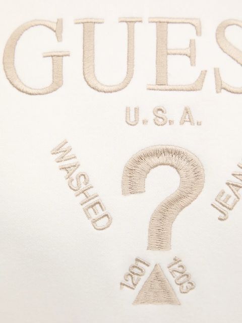 Guess bluza ROBERTA damska kolor beżowy z kapturem z aplikacją V5RQ11 KC3D2