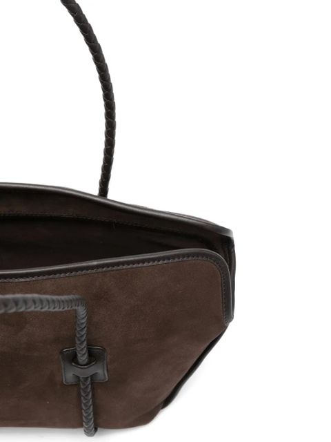 Hereu braided-handle suede shoulder bag - Brown