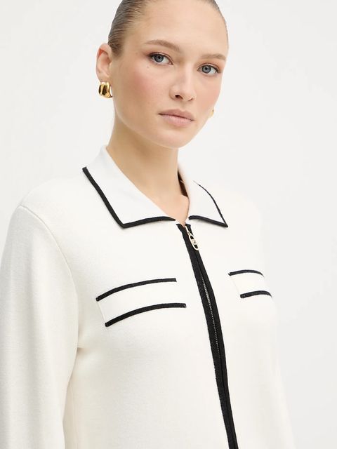 Liu Jo kardigan z domieszką jedwabiu damski kolor beżowy TF5250.MS59L