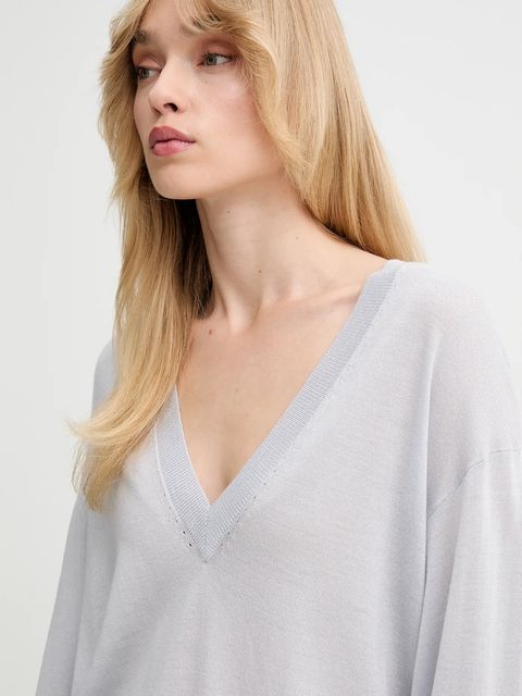 IRO sweter z wełną damski kolor szary lekki WP12HARU