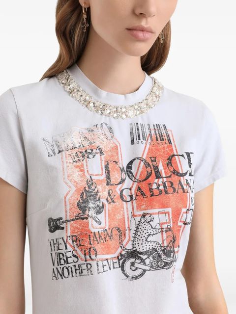 Dolce & Gabbana print-detail embellished T-shirt - Grey