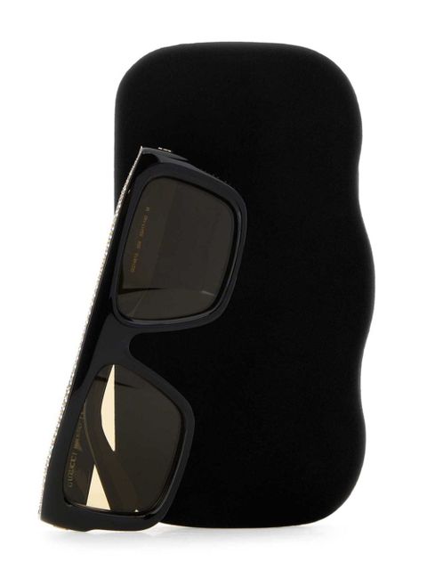 Gucci Eyewear logo-engraved rectangle-frame sunglasses - Black - zdjęcie produktu nr 2