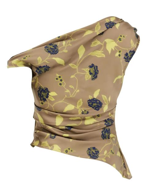 STAUD Phare floral-print draped top - Brown - zdjęcie produktu nr 1