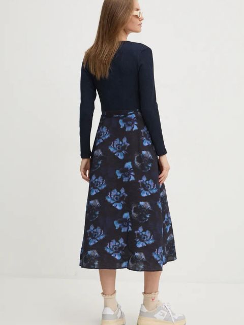 Desigual sukienka FILADELFIA kolor granatowy midi rozkloszowana 24WWVW37