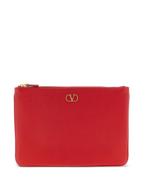 Valentino Garavani Llogo Signature leather clutch bag - Red - zdjęcie produktu nr 1