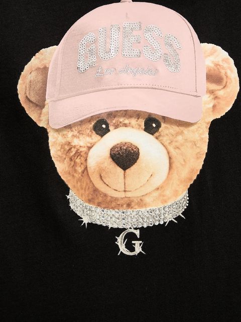 Guess t-shirt bawełniany TEDDY BEAR damski kolor czarny V5BI09 I3Z14