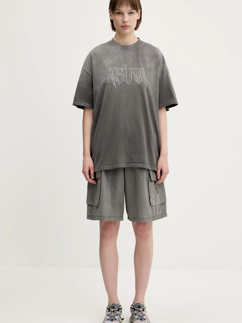 adidas Originals szorty jeansowe Cargo Jorts damskie kolor szary gładkie high waist JD0139