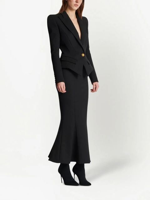 Balmain ruffled-hem midi skirt - Black