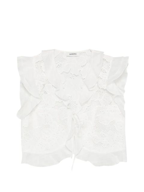 SANDRO ruffled-detail blouse - White - zdjęcie produktu nr 1