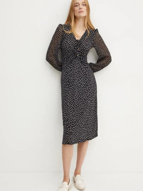 Morgan sukienka RGIADO kolor czarny midi rozkloszowana RGIADO