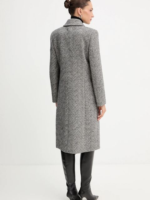 Patrizia Pepe płaszcz z dodatkiem wełny kolor szary 2O0215 A670