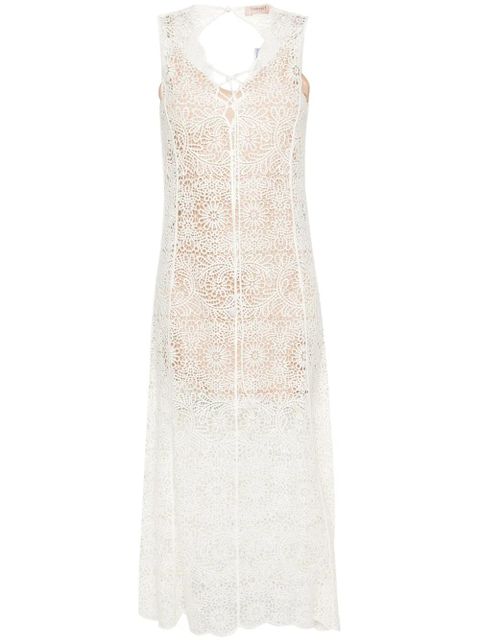 TWINSET semi-sheer crochet midi dress - White - zdjęcie produktu nr 1