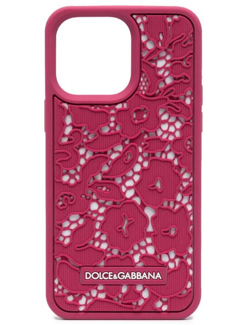 Dolce & Gabbana floral lace iPhone 14 Pro Max case - Pink - zdjęcie produktu nr 1