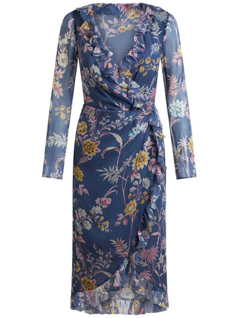 ETRO floral-print silk wrap dress - Blue - zdjęcie produktu nr 1