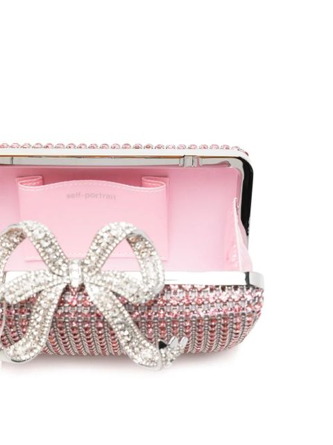 Self-Portrait crystal-embellished clutch bag - Pink