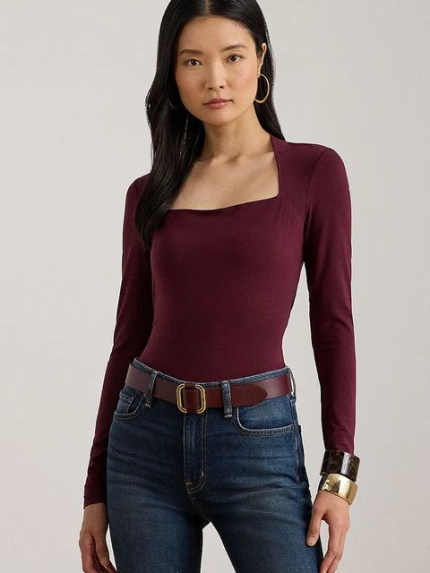 Lauren Ralph Lauren longsleeve kolor bordowy 200P03712 - zdjęcie produktu nr 1