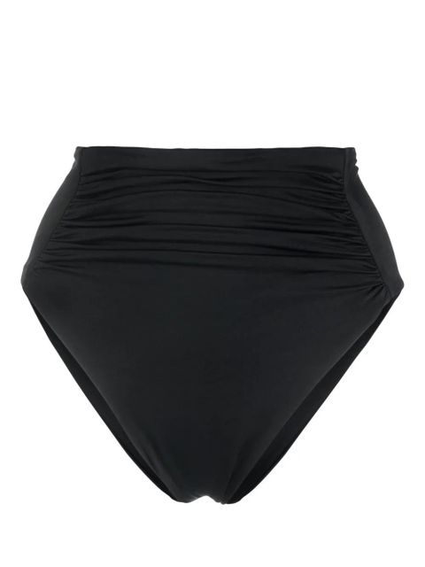 Self-Portrait high-waisted gathered bikini bottoms - Black