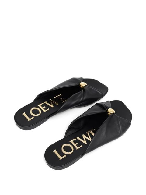 LOEWE leather flat sandals - Black
