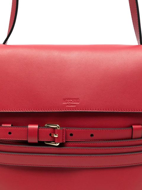 Moschino buckle strap leather tote bag - Red