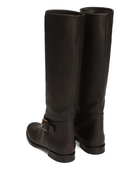 Dolce & Gabbana buckle-strap leather boots - Brown - zdjęcie produktu nr 2