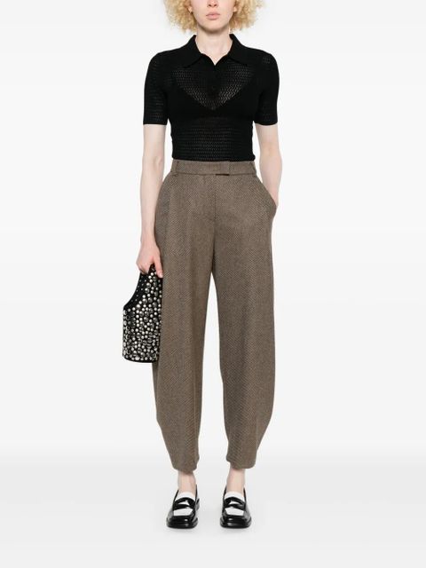 Victoria Beckham perforated polo top - Black