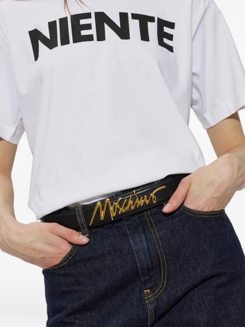 Moschino signature leather belt - Black - zdjęcie produktu nr 2