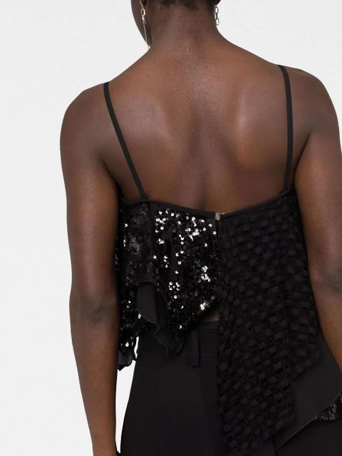The Attico asymmetric embellished vest top - Black