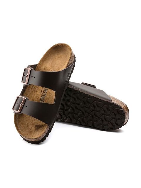 Birkenstock klapki skórzane Arizona damskie kolor brązowy 51103