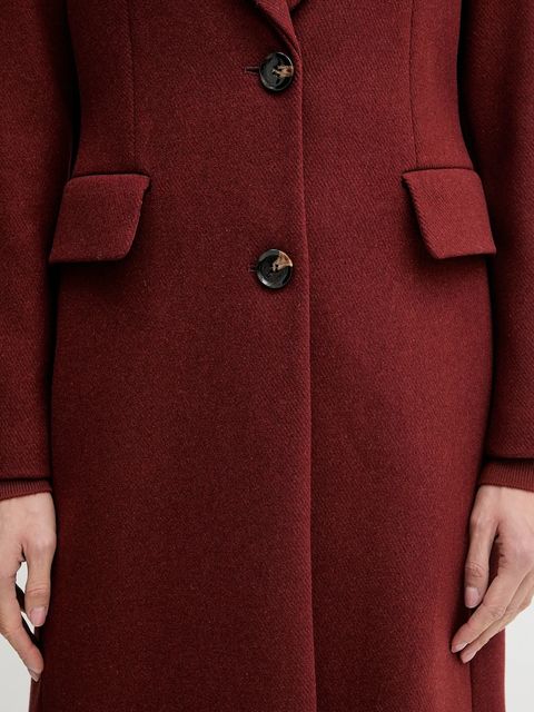 Sisley płaszcz wełniany kolor bordowy przejściowy 2JJYLN04Z