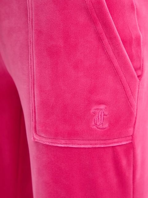 Juicy Couture spodnie dresowe welurowe Layla damskie kolor różowy gładkie JCSEBJ001