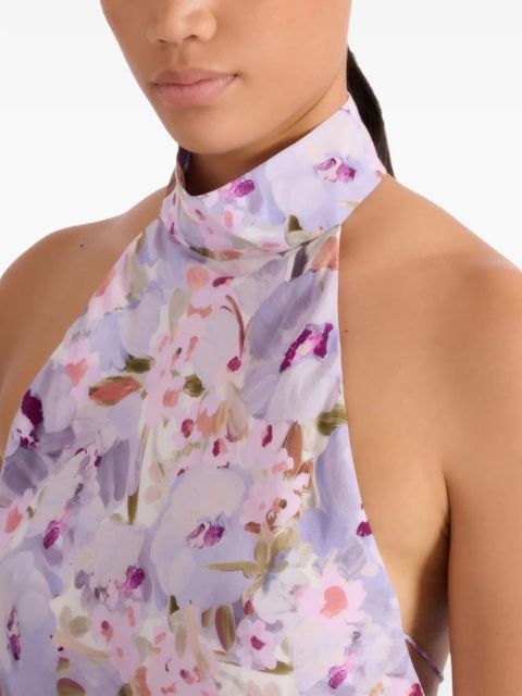Balmain Poppy Flower halterneck dress - Purple