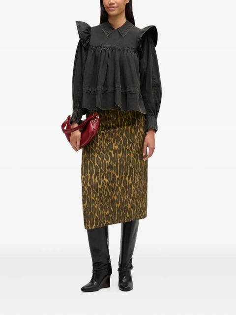 GANNI ruffled collared blouse - Black