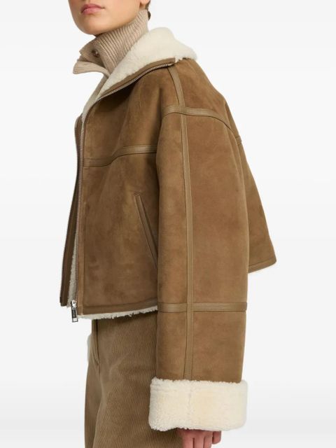 Yves Salomon shearling-trimmed suede jacket - Brown